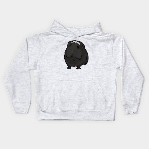 Black with White Crested Guinea Pig Kids Hoodie by Kats_guineapigs